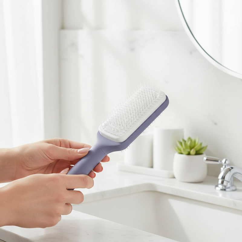 Self-cleaning brush lifestyle square format